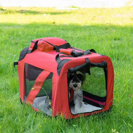 Portable Folding Dog Carrier Bag for Small Dogs 60x42x42 cm - Red