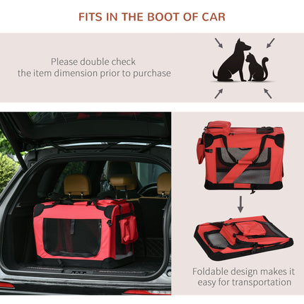 Portable Folding Dog Carrier Bag for Small Dogs 60x42x42 cm - Red