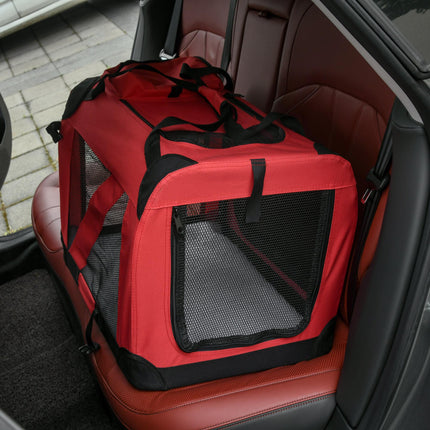 Portable Folding Dog Carrier Bag for Small Dogs 60x42x42 cm - Red