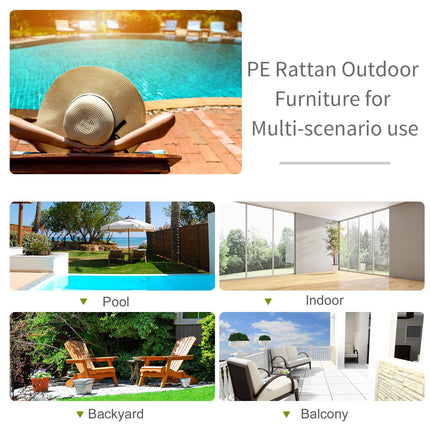 Folding Garden Patio Rattan Wicker Sun Lounger Recliner Bed Chair with Cushion - Mixed Brown White