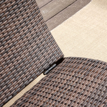 Folding Garden Patio Rattan Wicker Sun Lounger Recliner Bed Chair with Cushion - Mixed Brown White