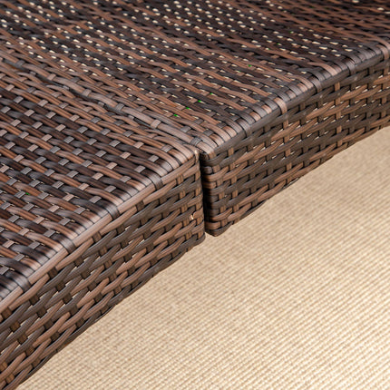 Folding Garden Patio Rattan Wicker Sun Lounger Recliner Bed Chair with Cushion - Mixed Brown White