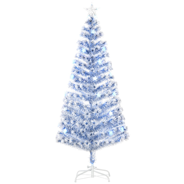 6FT Artificial Fibre Optic Christmas Tree with 26 LED Lights - White Blue