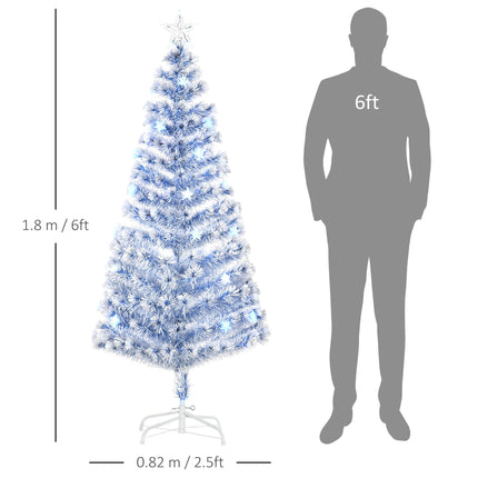6FT Artificial Fibre Optic Christmas Tree with 26 LED Lights - White Blue