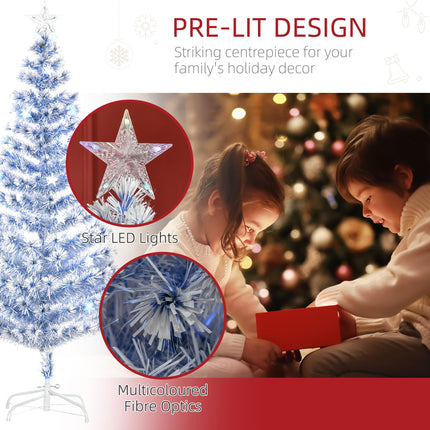 6FT Artificial Fibre Optic Christmas Tree with 26 LED Lights - White Blue