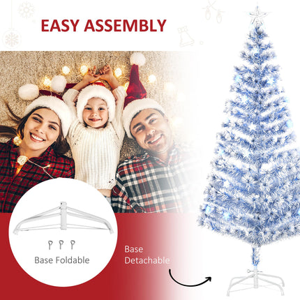 6FT Artificial Fibre Optic Christmas Tree with 26 LED Lights - White Blue
