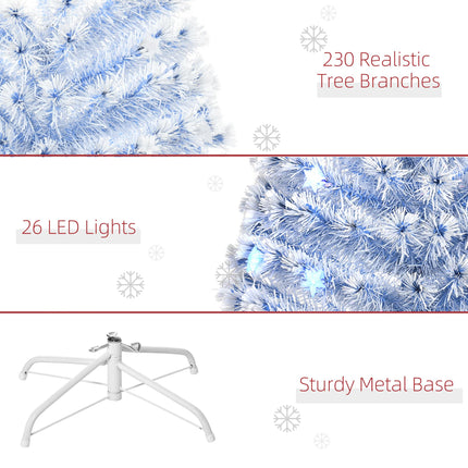 6FT Artificial Fibre Optic Christmas Tree with 26 LED Lights - White Blue