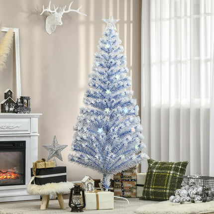 6FT Artificial Fibre Optic Christmas Tree with 26 LED Lights - White Blue