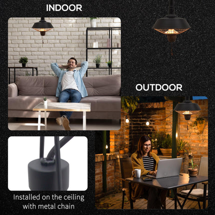 2100W Outdoor Ceiling Mounted Halogen Electric Heater Hanging Patio Garden Warme