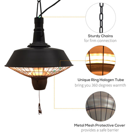 2100W Outdoor Ceiling Mounted Halogen Electric Heater Hanging Patio Garden Warme
