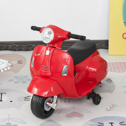 Vespa Licensed 6V Electric Ride-On Motorbike for Toddlers 18-36 Months with Horn & Headlight - Red