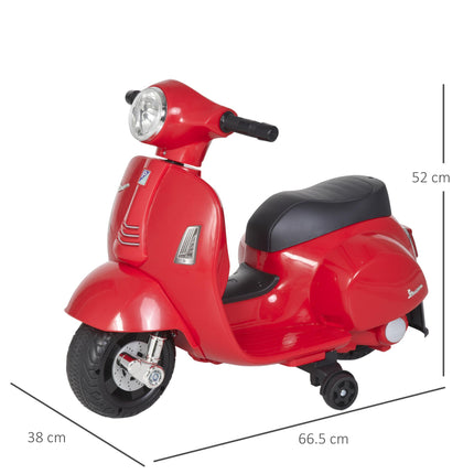 Vespa Licensed 6V Electric Ride-On Motorbike for Toddlers 18-36 Months with Horn & Headlight - Red