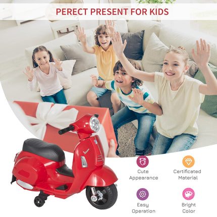 Vespa Licensed 6V Electric Ride-On Motorbike for Toddlers 18-36 Months with Horn & Headlight - Red