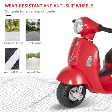 Vespa Licensed 6V Electric Ride-On Motorbike for Toddlers 18-36 Months with Horn & Headlight - Red