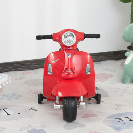 Vespa Licensed 6V Electric Ride-On Motorbike for Toddlers 18-36 Months with Horn & Headlight - Red