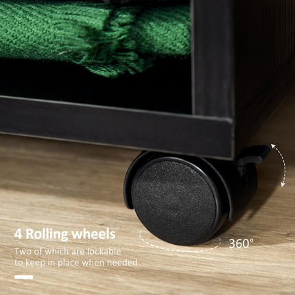 Open Wardrobe with Hanging Rod, Storage Shelves & Wheels for Bedroom or Cloakroom - Black