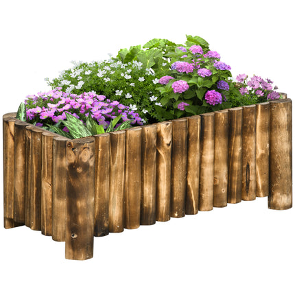 Raised Wooden Flower Bed Planter Box 78x35x30cm Natural Fir Wood - Natural