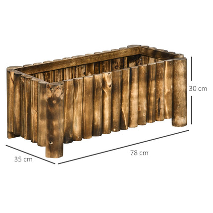 Raised Wooden Flower Bed Planter Box 78x35x30cm Natural Fir Wood - Natural