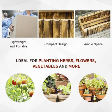 Raised Wooden Flower Bed Planter Box 78x35x30cm Natural Fir Wood - Natural
