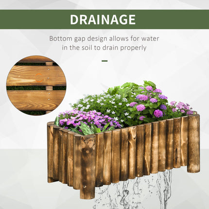 Raised Wooden Flower Bed Planter Box 78x35x30cm Natural Fir Wood - Natural