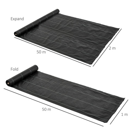Heavy-Duty 2m x 50m Weed Barrier Fabric for Gardening - Black