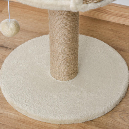 Basics Cat Tree Tower with Bed, Scratching Post & Dangling Ball Perch - Beige