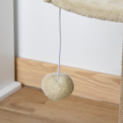 Basics Cat Tree Tower with Bed, Scratching Post & Dangling Ball Perch - Beige