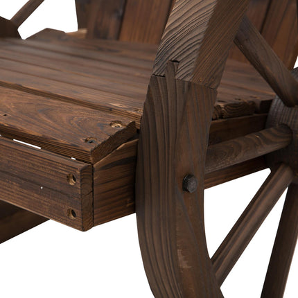 Wooden Adirondack Rocking Reclining Armchair Outdoor Garden Patio Porch Chair - Carbonized Wood