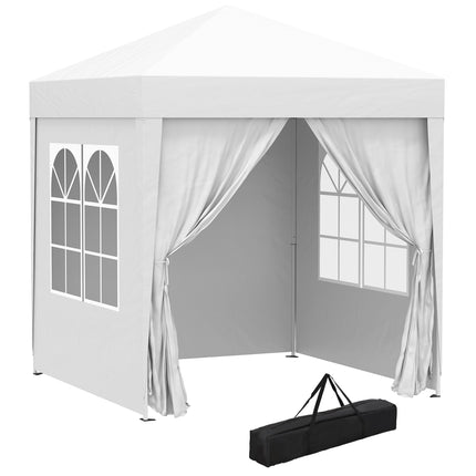 2m x 2m Pop Up Gazebo Canopy Set with Removable Sidewalls - White