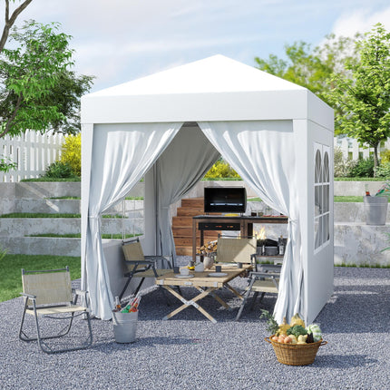 2m x 2m Pop Up Gazebo Canopy Set with Removable Sidewalls - White