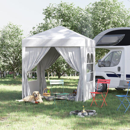 2m x 2m Pop Up Gazebo Canopy Set with Removable Sidewalls - White
