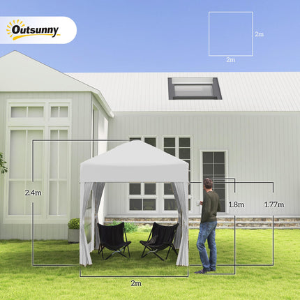 2m x 2m Pop Up Gazebo Canopy Set with Removable Sidewalls - White