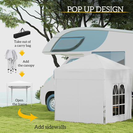 2m x 2m Pop Up Gazebo Canopy Set with Removable Sidewalls - White