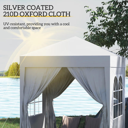 2m x 2m Pop Up Gazebo Canopy Set with Removable Sidewalls - White