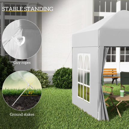 2m x 2m Pop Up Gazebo Canopy Set with Removable Sidewalls - White