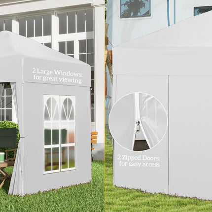 2m x 2m Pop Up Gazebo Canopy Set with Removable Sidewalls - White