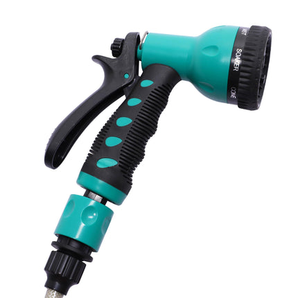 10m Retractable Garden Hose Reel with 7-Pattern Spray Nozzle Wall Mounted - Black and Green