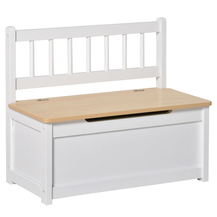 2-IN-1 Wooden Toy Box Seat Bench Storage Chest with Safety Pneumatic Rod 60x30x50cm - White
