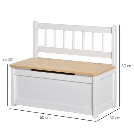 2-IN-1 Wooden Toy Box Seat Bench Storage Chest with Safety Pneumatic Rod 60x30x50cm - White