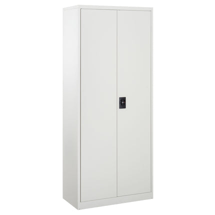 Cool Rolled Steel Tall Lockable Office Filing Cabinet 2 Doors 4 Adjustable Shelves - Cream White
