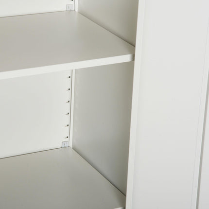 Cool Rolled Steel Tall Lockable Office Filing Cabinet 2 Doors 4 Adjustable Shelves - Cream White