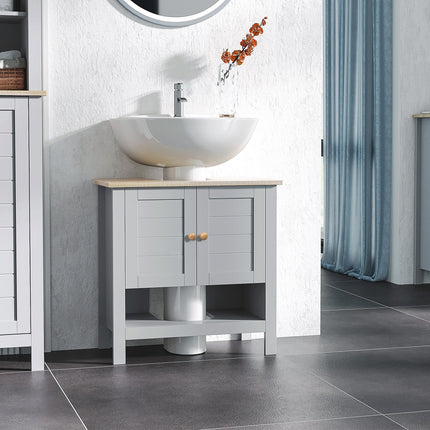 Under Sink Bathroom Storage Cabinet with Adjustable Shelf - Grey