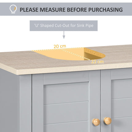 Under Sink Bathroom Storage Cabinet with Adjustable Shelf - Grey