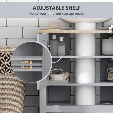 Under Sink Bathroom Storage Cabinet with Adjustable Shelf - Grey