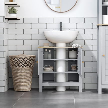 Under Sink Bathroom Storage Cabinet with Adjustable Shelf - Grey