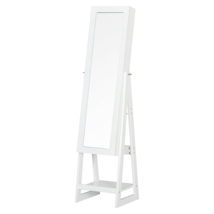 LED Light Jewelry Cabinet Armoire with Mirrors, Drawers & Hooks Storage - White
