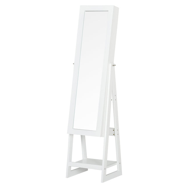 LED Light Jewelry Cabinet Armoire with Mirrors, Drawers & Hooks Storage - White