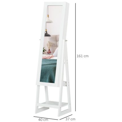 LED Light Jewelry Cabinet Armoire with Mirrors, Drawers & Hooks Storage - White