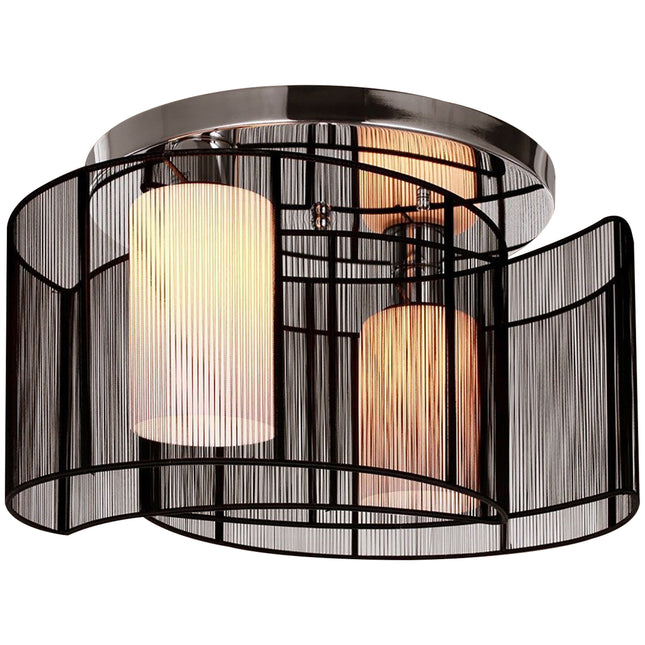 Metal Ceiling Light Chandelier 40x25 cm with Fabric Shades - Chrome/Black