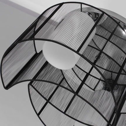 Metal Ceiling Light Chandelier 40x25 cm with Fabric Shades - Chrome/Black